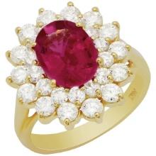 14k Yellow Gold 1.82ct Pink Tourmaline 1.49ct Diamond Ring