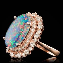 14K Rose Gold 6.07ct Opal and 1.98ct Diamond Ring