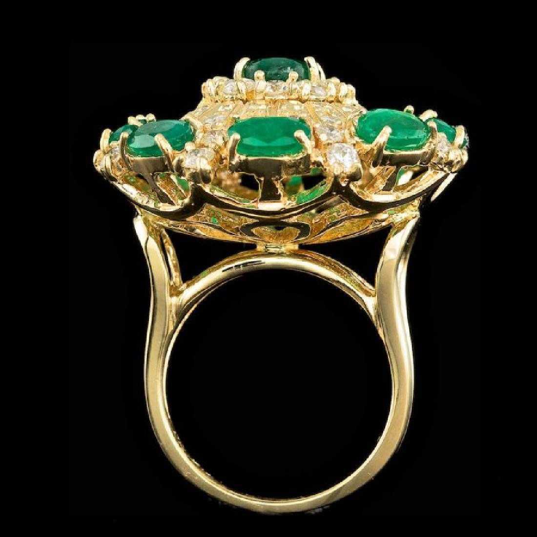 14K Yellow Gold 4.87ct Emerald and 1.99ct Diamond Ring