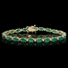14K Gold 10.31ct Emerald 0.43ct Diamond Bracelet