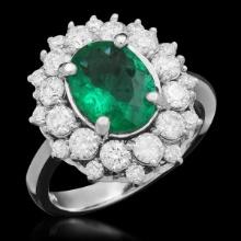 14K White Gold 1.81ct Emerald and 1.45ct Diamond Ring