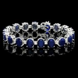 14K Gold 40.07ct Sapphire 1.39ct Diamond Bracelet