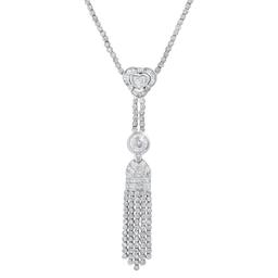 18K White Gold Setting with 0.81ct Center Diamond and 12.15tcw Diamond Necklace