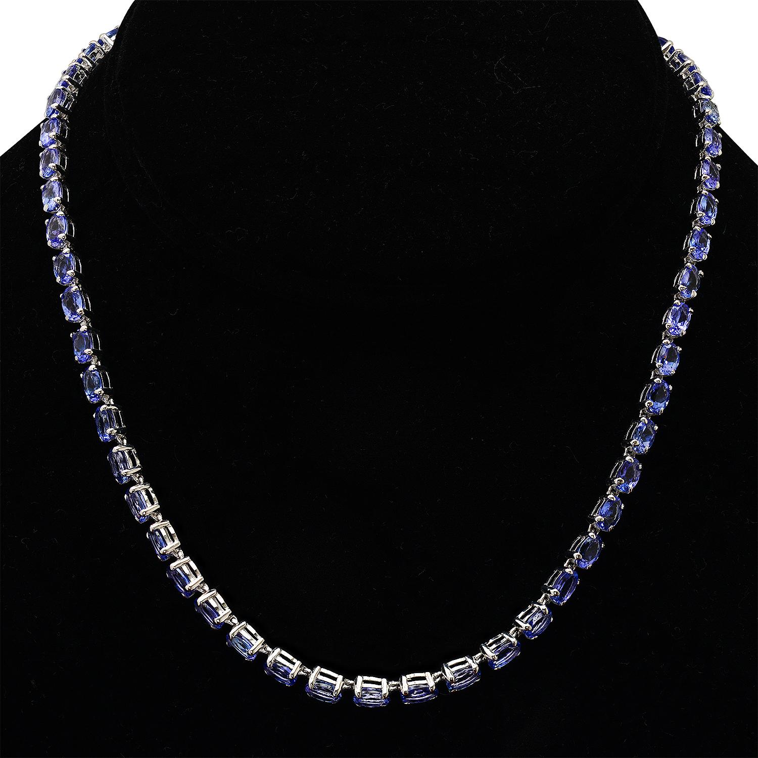 14K White Gold with 40.0ct Tanzanite Necklace