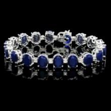 14K Gold 40.07ct Sapphire 1.39ct Diamond Bracelet