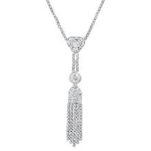 18K White Gold Setting with 0.81ct Center Diamond and 12.15tcw Diamond Necklace