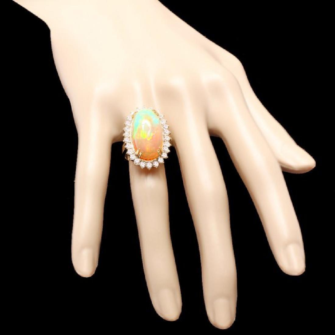 14K Yellow Gold 13.62ct Opal and 1.17ct Diamond Ring