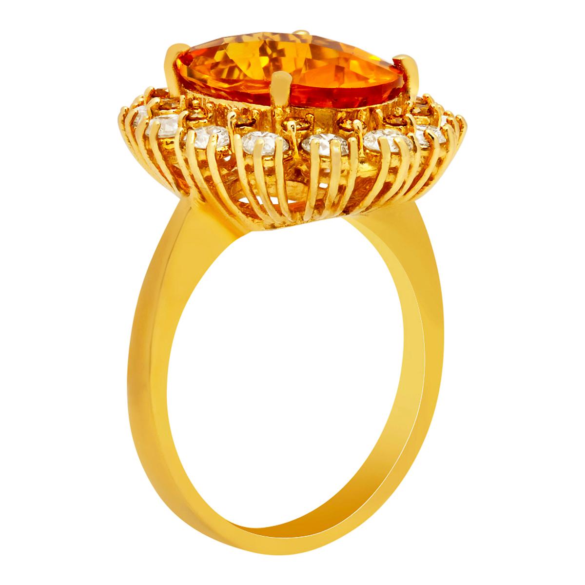 14k Yellow Gold 4.82ct Citrine 1.32ct Diamond Ring