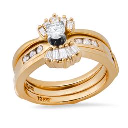 18K Yellow Gold Setting with 0.20ct Center Diamond and 0.62tcw Diamond Ladies Ring
