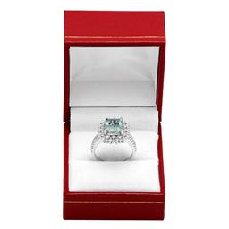 14k White Gold 2.39ct Aquamarine 0.80ct Diamond Ring