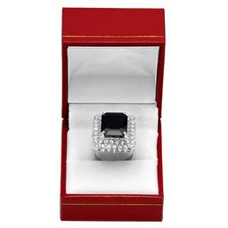 14k White Gold 10.26ct Sapphire 2.71ct Diamond Ring