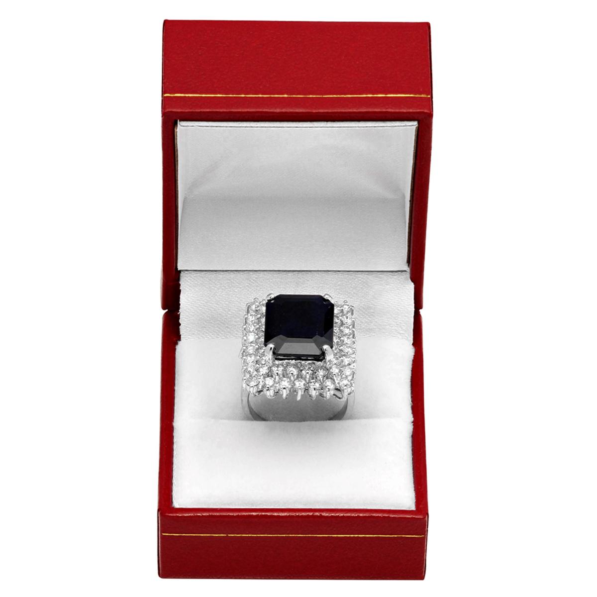 14k White Gold 10.26ct Sapphire 2.71ct Diamond Ring