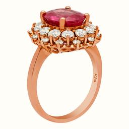 14k Rose Gold 3.99ct Ruby 1.59ct Diamond Ring