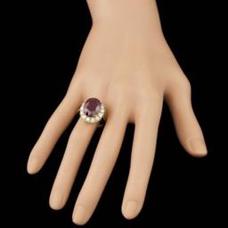 14K Yellow Gold 11.78ct Ruby and 1.48ct Diamond Ring