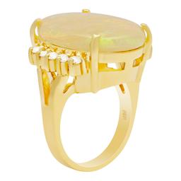14k Yellow Gold 11.44ct White Opal 0.53ct Diamond Ring