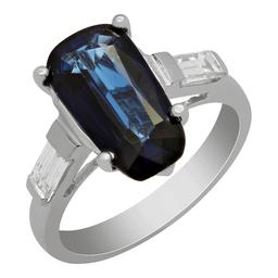 14k White Gold 3.90ct Sapphire 0.54ct Diamond Ring