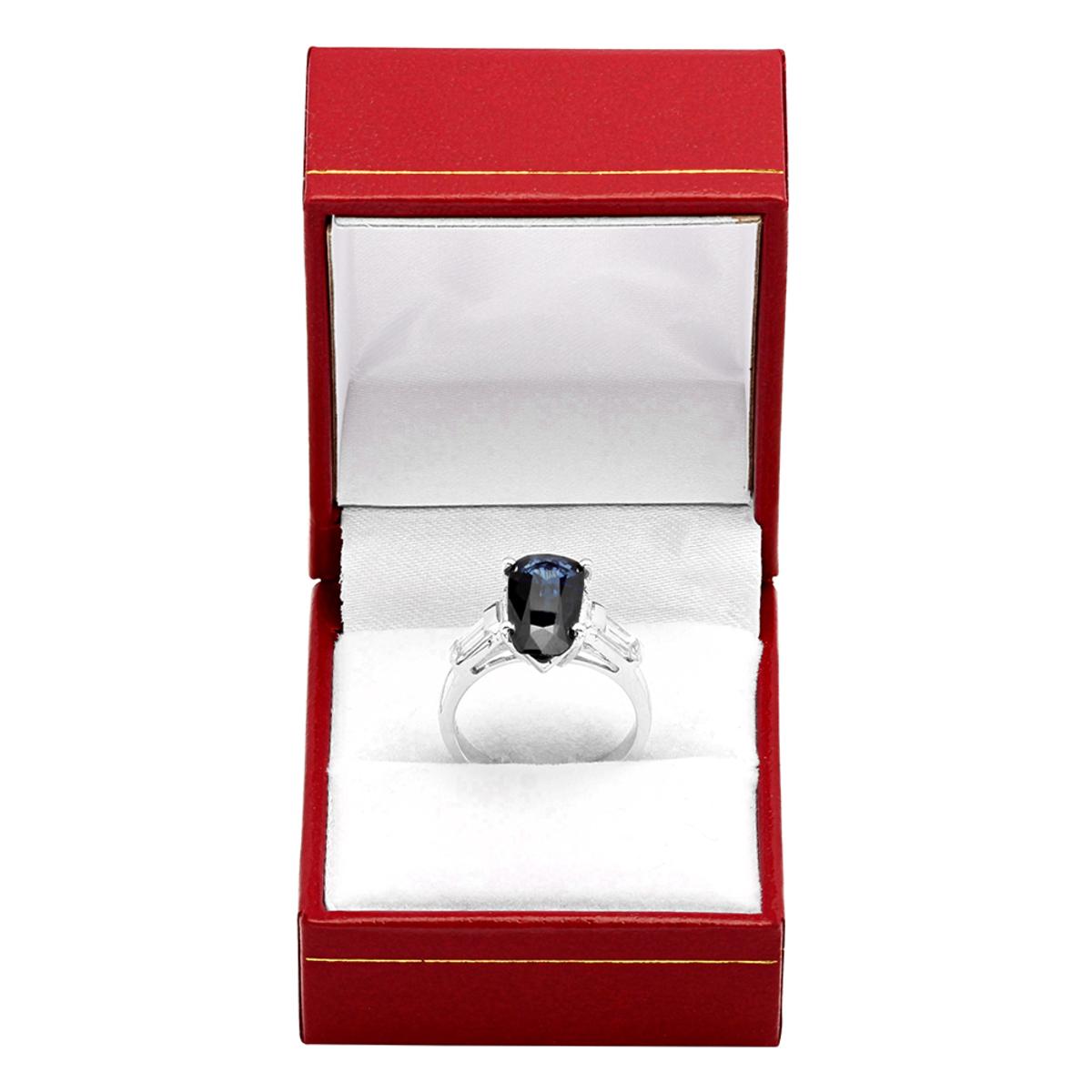 14k White Gold 3.90ct Sapphire 0.54ct Diamond Ring