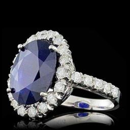 14K White Gold 7.82ct Sapphire and 1.23ct Diamond Ring