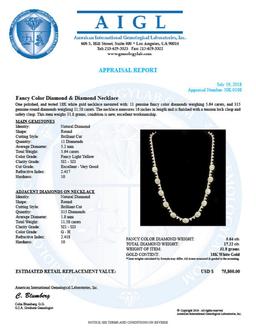 18K Gold 5.64ct Fancy Color Diamond 11.58ct Diamond Necklace
