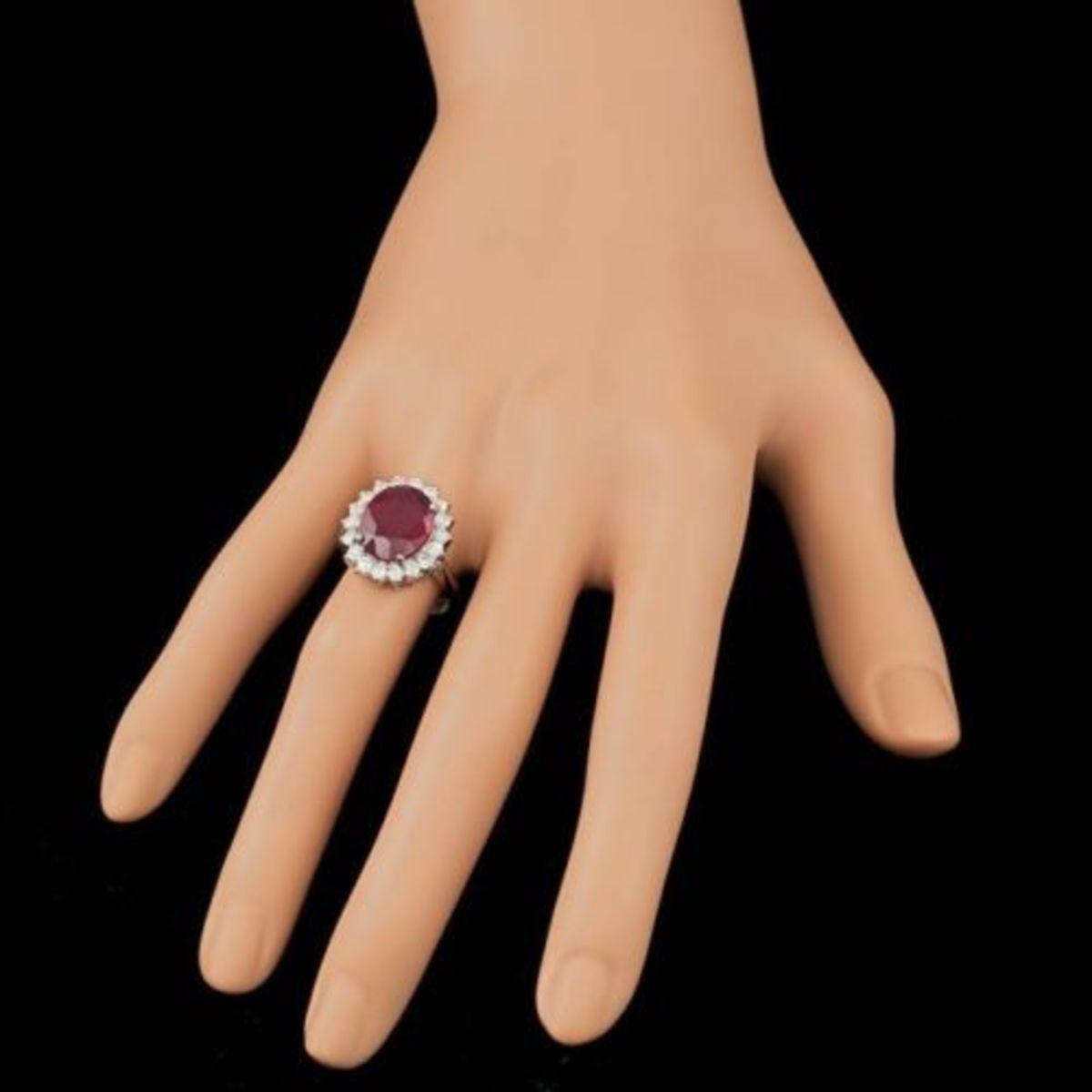 14K White Gold 4.96ct Ruby and 0.87ct Diamond Ring