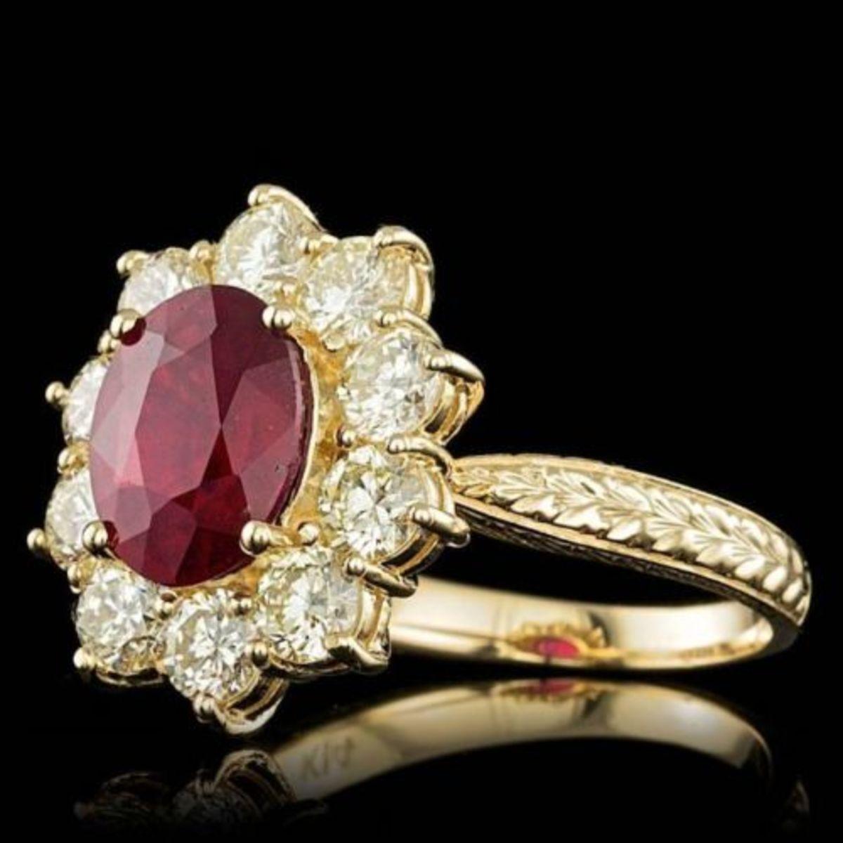 14K Yellow Gold 3.78ct Ruby and 2.12ct Diamond Ring