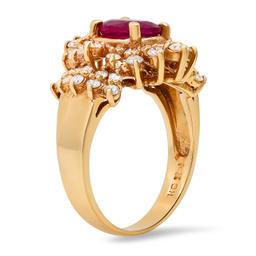 14K Yellow Gold Setting with 1.30ct Ruby and 0.88ct Diamond Ladies Ring