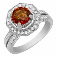 14k White Gold 2.39ct Orange Sapphire 0.68ct Diamond Ring
