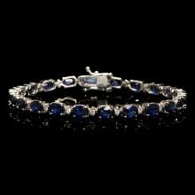 14k White Gold 12.37ct Sapphire 0.54ct Diamond Bracelet