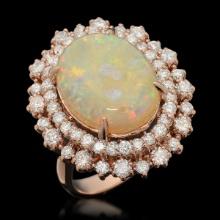 14K Rose Gold 5.79ct Opal and 1.87ct Diamond Ring