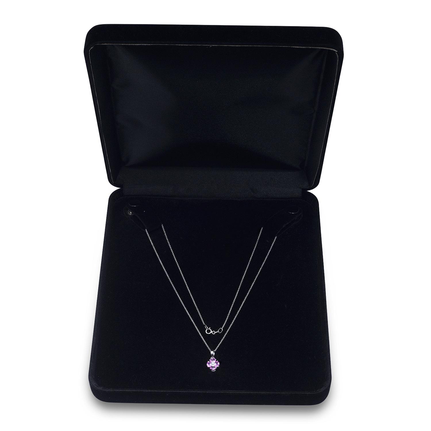 14K White Gold Setting with 0.40ct Pink Sapphire and 0.02ct Diamond Pendant