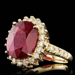 14K Yellow Gold 6.21ct Ruby and 0.88ct Diamond Ring