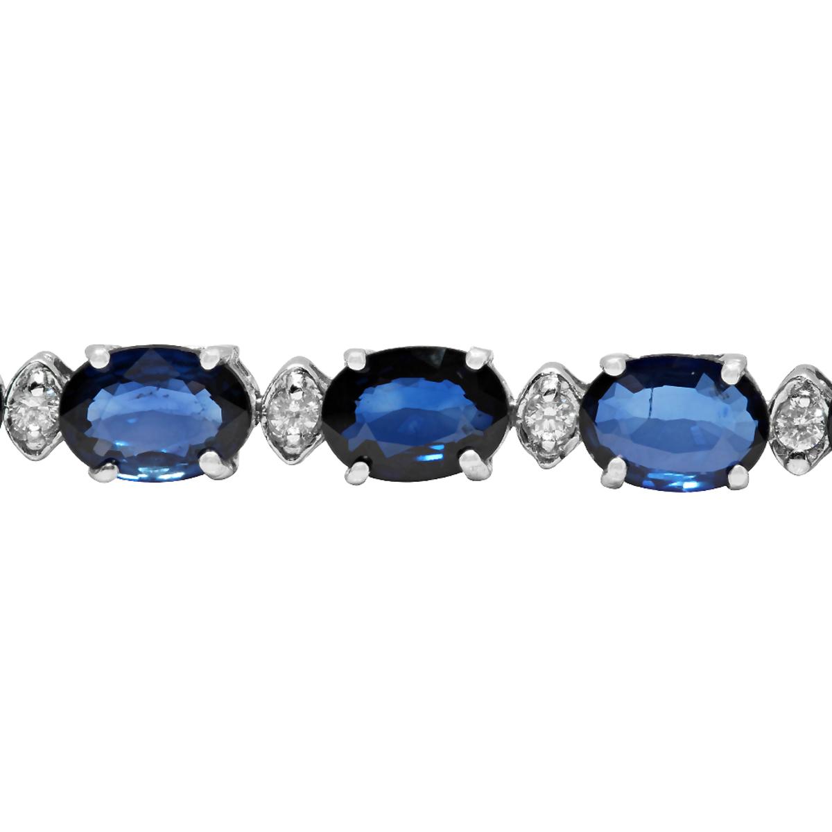 14k White Gold 16.85ct Sapphire 0.60ct Diamond Bracelet
