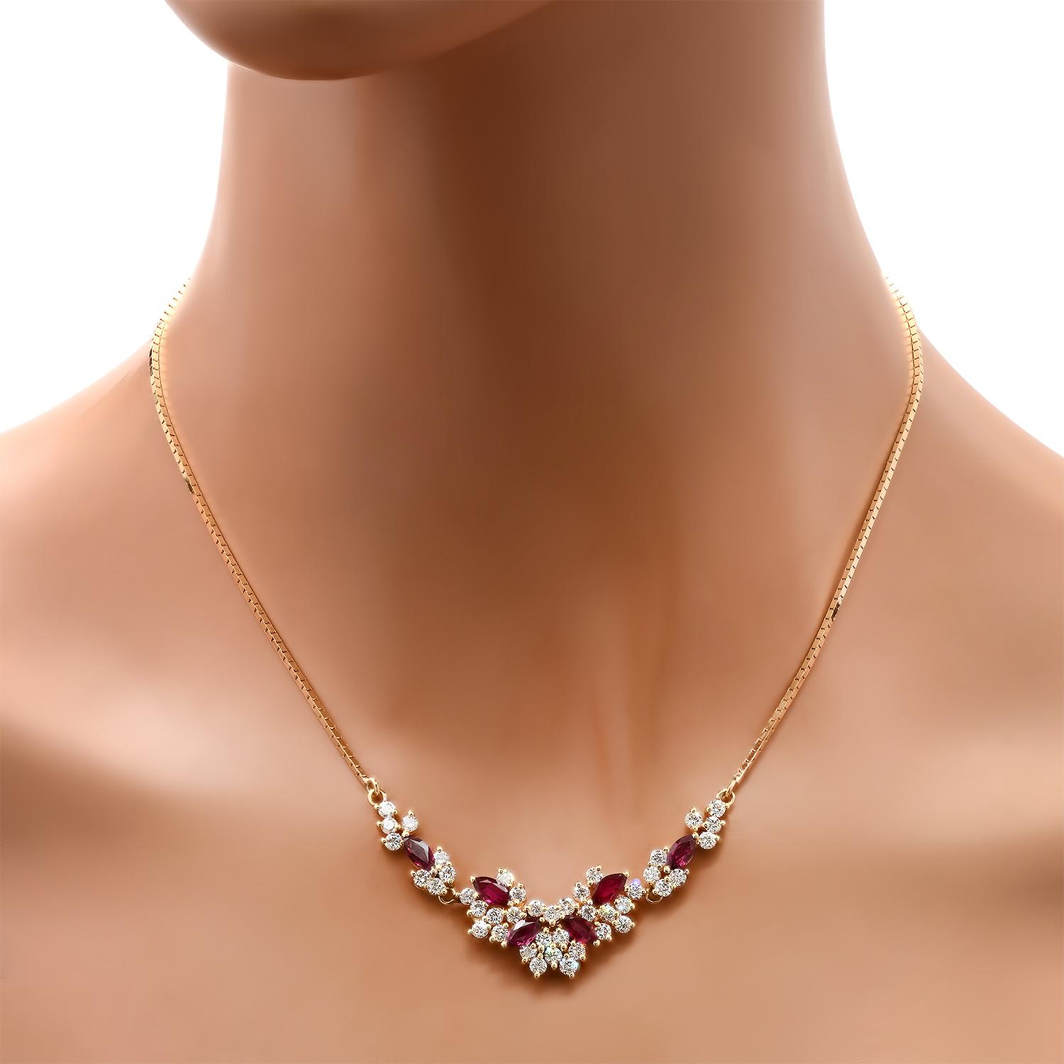 14K Yellow Gold Setting with 1.90ct Ruby and 2.68ct Diamond Necklace