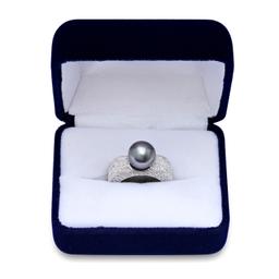 14K White Gold Setting with One 10.5mm South Sea Pearl and 0.70ct Diamond Ring
