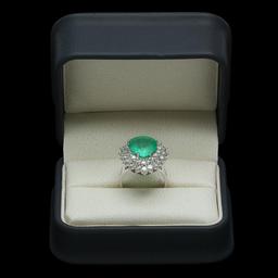 14K White Gold 6.13ct Emerald and 2.36ct Diamond Ring