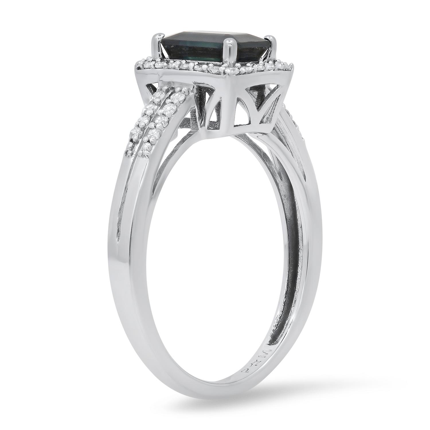 14K White Gold Setting with 1.1ct Sapphire and 0.20ct Diamond Ladies Ring