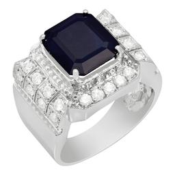 14k White Gold 5.39ct Sapphire 1.04ct Diamond Ring