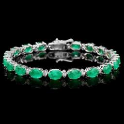 14K Gold 13.31ct Emerald 0.80ct Diamond Bracelet