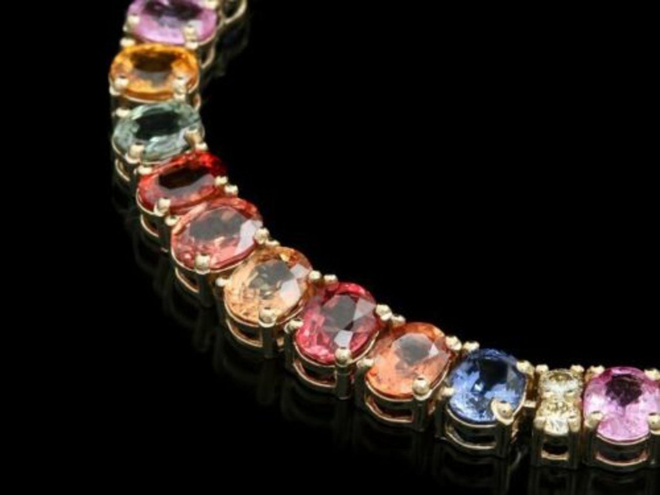 14K Yellow Gold 43.15ct Fancy Color Sapphire and 0.90ct Diamond Necklace