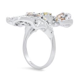 18K White Gold Setting with 1.32ct Fancy Colored Diamonds and 1.18ct Diamond Ladies Ring