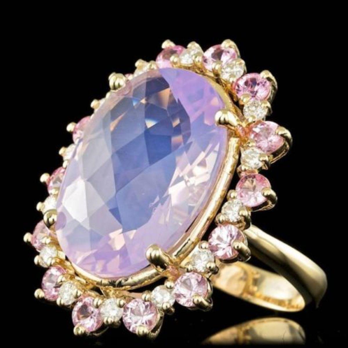 14K Yellow Gold 13.87ct Amethyst 1.99ct Sapphire and 0.72ct Diamond Ring