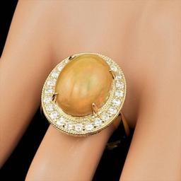 14K Yellow Gold 7.75ct Opal and 0.86ct Diamond Ring