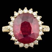 14K Yellow Gold 6.21ct Ruby and 0.88ct Diamond Ring