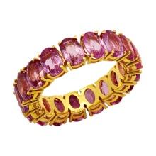 14k Yellow Gold 10.01ct Pink Sapphire Eternity Band Ring