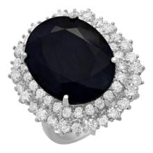 14k White Gold 13.25ct Sapphire 2.03ct Diamond Ring