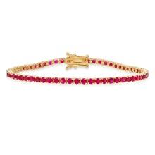 14K Yellow Gold with 4.82ct Ruby and 0.33ct Diamond Bracelet