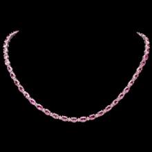 14K White Gold 25.84ct Pink Sapphire and 0.95ct Diamond Necklace