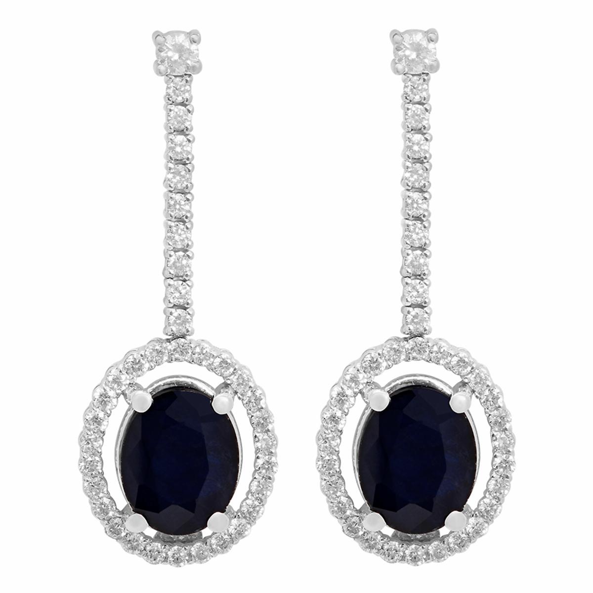 14k White Gold 4.60ct Sapphire 0.79ct Diamond Earrings