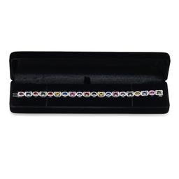 18K White Gold 9.76ct Multi Colored Sapphire and 4.11ct Diamond Bracelet