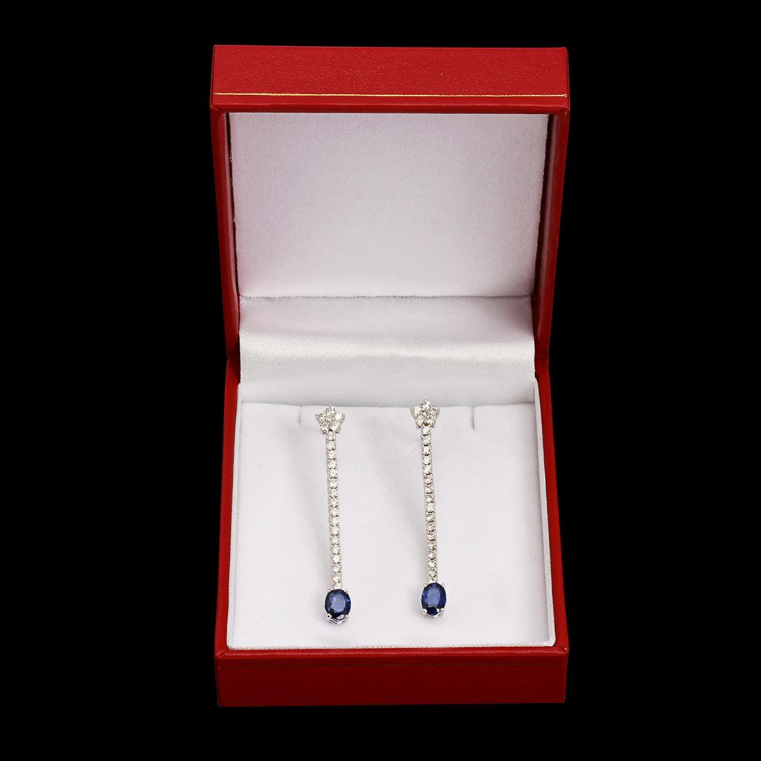 14K Gold 1.30ct Sapphire 1.15ct Diamond Earrings